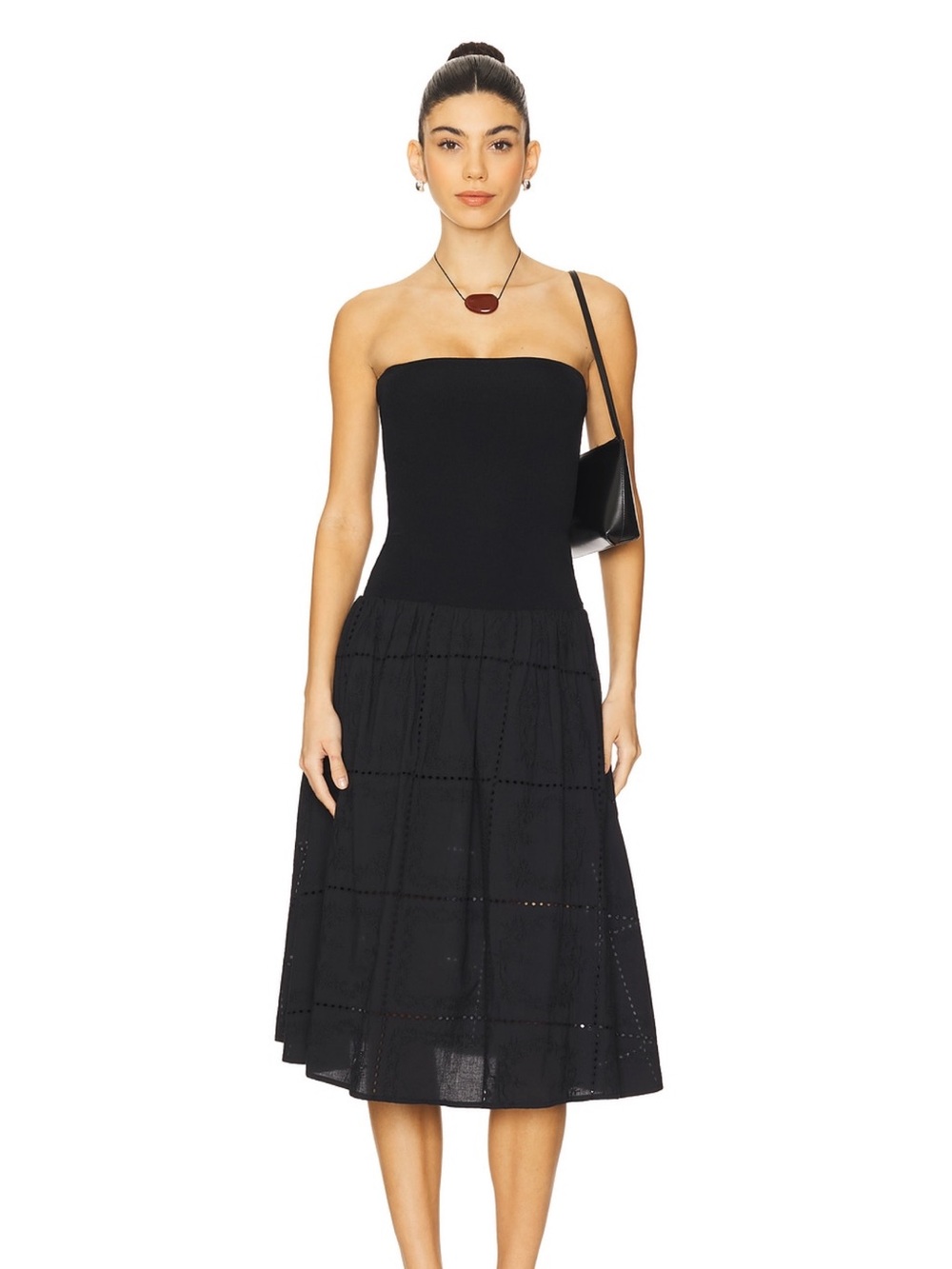 Strapless Black Midi Dress - Picture 2 of 4